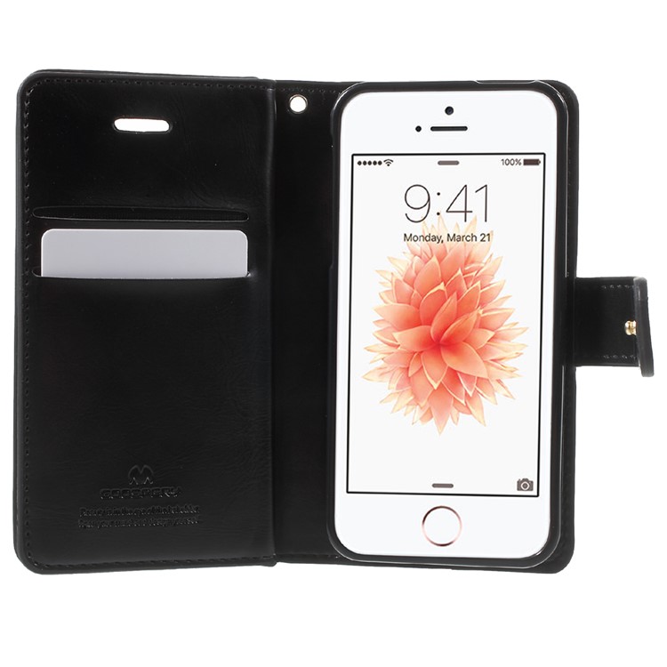 MERCURY GOOSPERY Bolsa de couro Mansoor Wallet para iPhone SE / 5s / 5 - negro-4