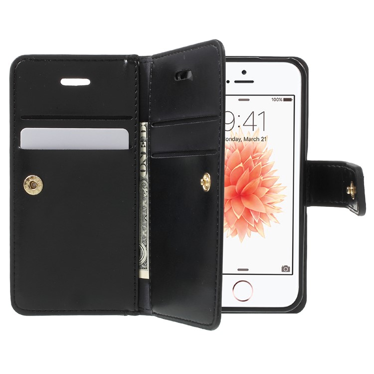 MERCURY GOOSPERY Bolsa de couro Mansoor Wallet para iPhone SE / 5s / 5 - negro-5