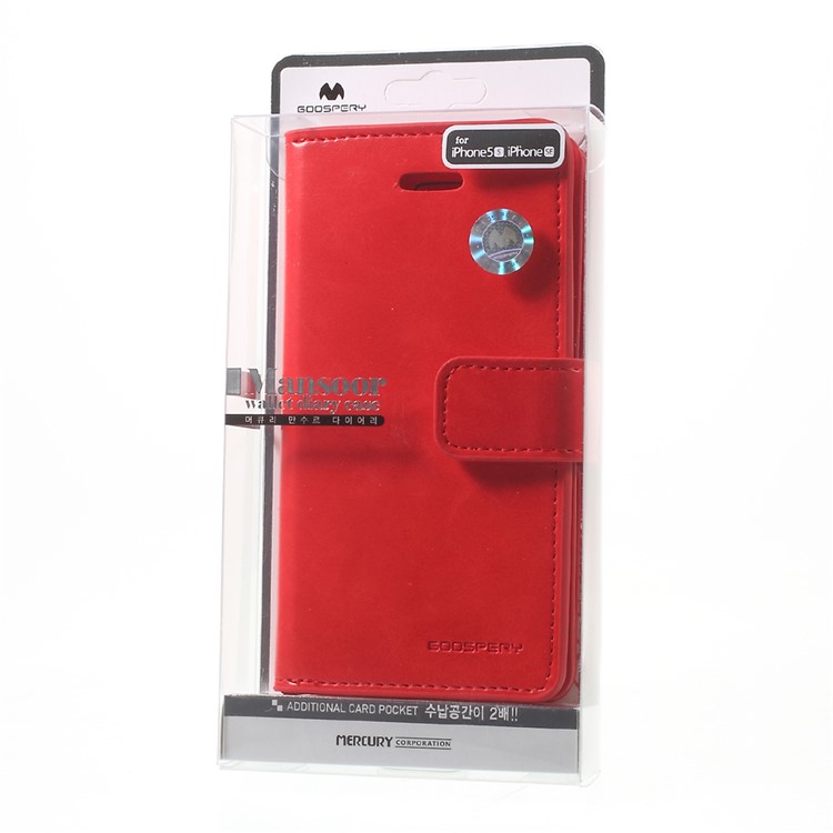 MERCURY GOOSPERY Mansoor carteira de couro Shell para o iPhone SE / 5s / 5 - Red-10