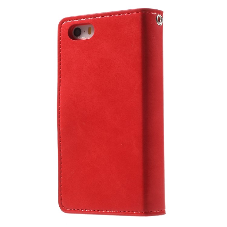 MERCURY GOOSPERY Mansoor carteira de couro Shell para o iPhone SE / 5s / 5 - Red-2