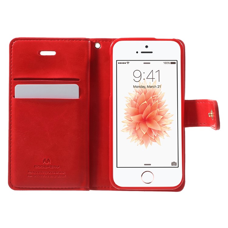 MERCURY GOOSPERY Mansoor carteira de couro Shell para o iPhone SE / 5s / 5 - Red-4