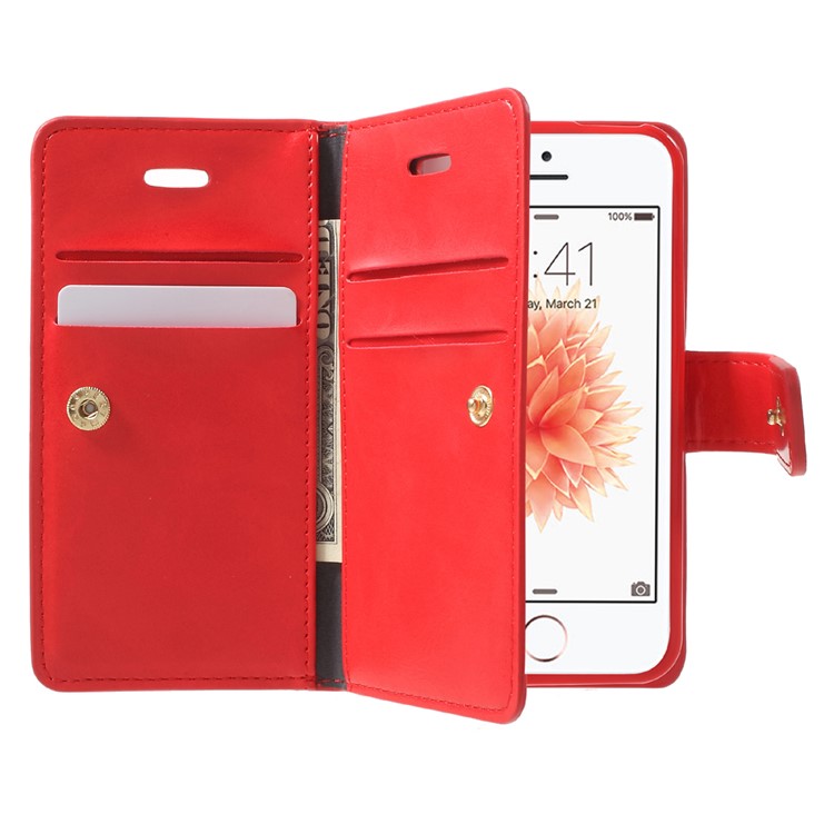 MERCURY GOOSPERY Mansoor carteira de couro Shell para o iPhone SE / 5s / 5 - Red-5
