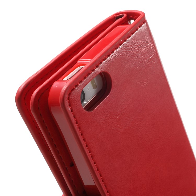 MERCURY GOOSPERY Mansoor carteira de couro Shell para o iPhone SE / 5s / 5 - Red-7