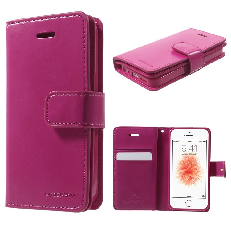 MERCURY GOOSPERY Mansoor Wallet Leather Shell for iPhone SE/5s/5 - Rose-1