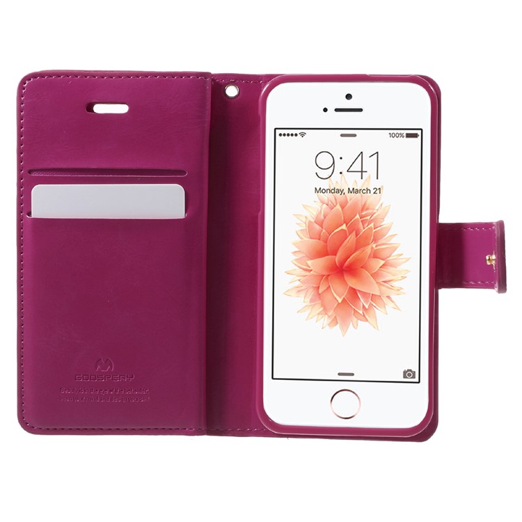 MERCURY GOOSPERY Mansoor Wallet Leather Shell for iPhone SE/5s/5 - Rose-4