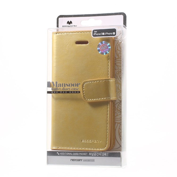 MERCURY GOOSPERY Mansoor Wallet Leather Cover for iPhone SE/5s/5 - Gold-10
