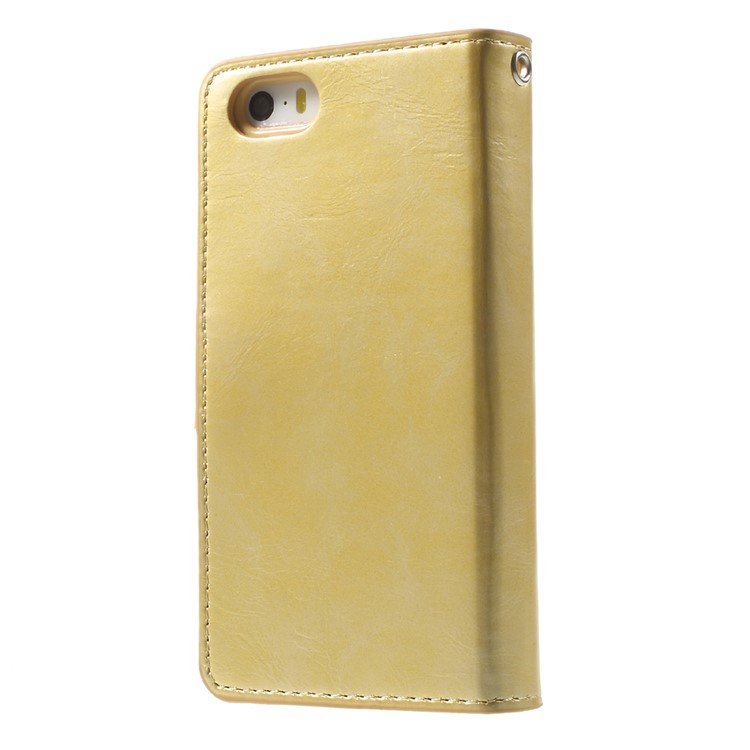 MERCURY GOOSPERY Mansoor Wallet Leather Cover for iPhone SE/5s/5 - Gold-2