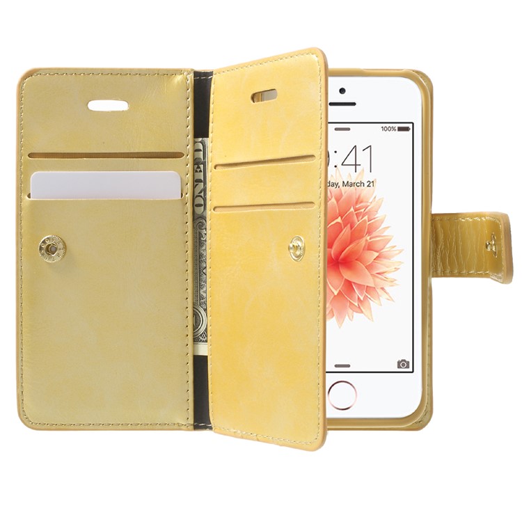MERCURY GOOSPERY Mansoor Wallet Leather Cover for iPhone SE/5s/5 - Gold-5