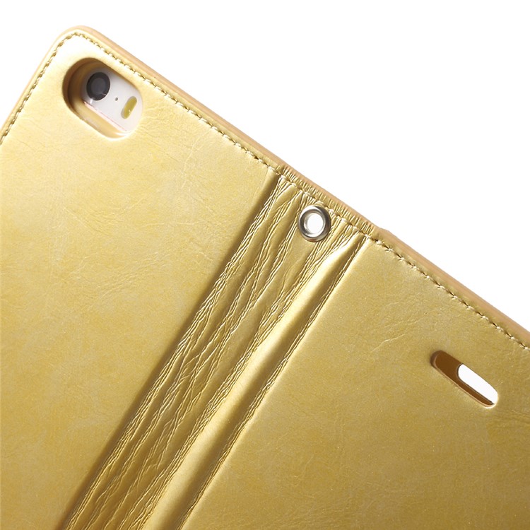 MERCURY GOOSPERY Mansoor Wallet Leather Cover for iPhone SE/5s/5 - Gold-7