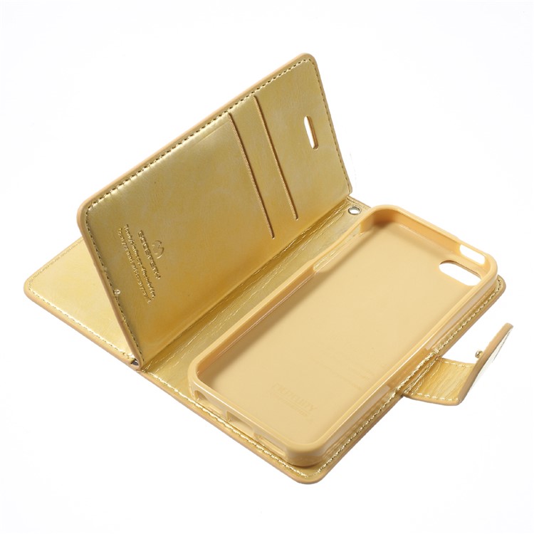 MERCURY GOOSPERY Mansoor Wallet Leather Cover for iPhone SE/5s/5 - Gold-9
