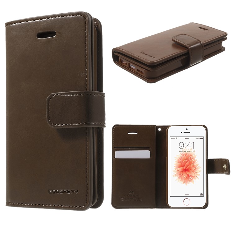 MERCURY GOOSPERY Mansoor Wallet Leather Case for iPhone SE/5s/5 - Coffee-1