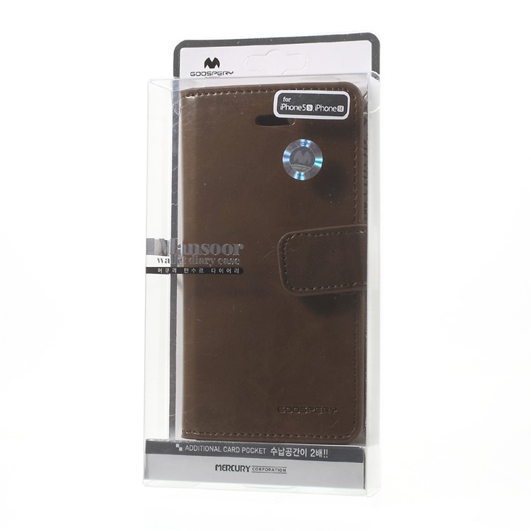 MERCURY GOOSPERY Mansoor Wallet Leather Case for iPhone SE/5s/5 - Coffee-11