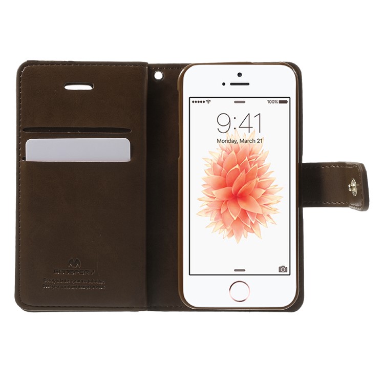 MERCURY GOOSPERY Mansoor Wallet Leather Case for iPhone SE/5s/5 - Coffee-4