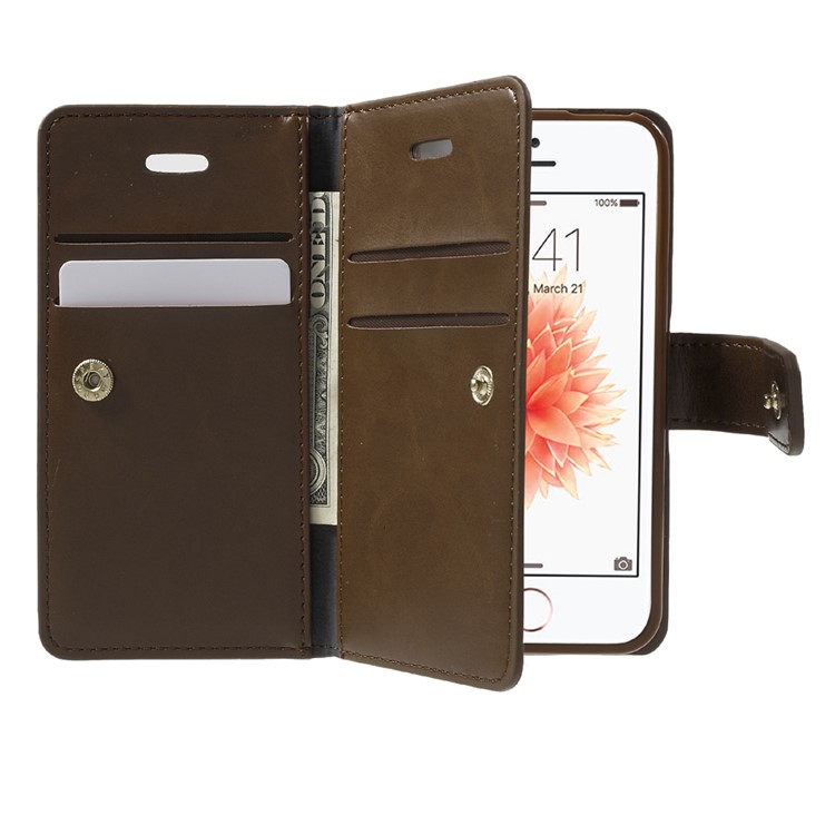 MERCURY GOOSPERY Mansoor Wallet Leather Case for iPhone SE/5s/5 - Coffee-5