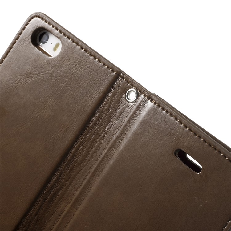 MERCURY GOOSPERY Mansoor Wallet Leather Case for iPhone SE/5s/5 - Coffee-7