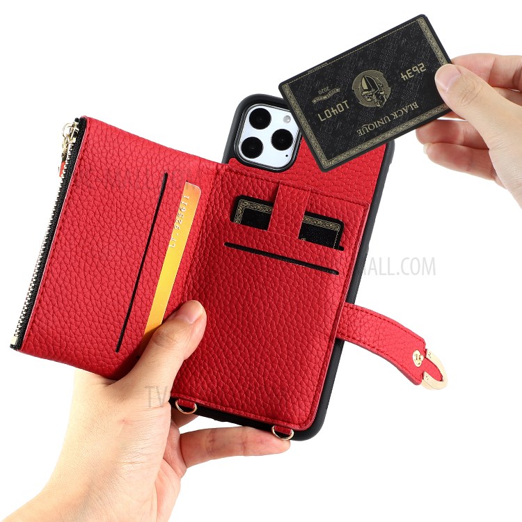 Rivet Decor Multiple Card Slots TPU Leather Hybrid Cover for iPhone 11 Pro Max 6.5 inch - Red-5