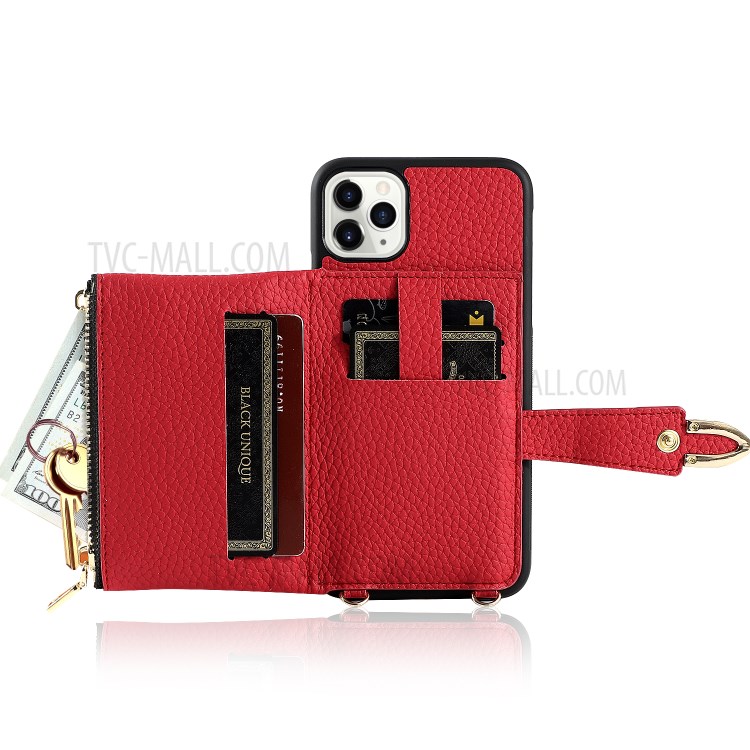 Rivet Decor Multiple Card Slots TPU Leather Hybrid Cover for iPhone 11 Pro Max 6.5 inch - Red-6