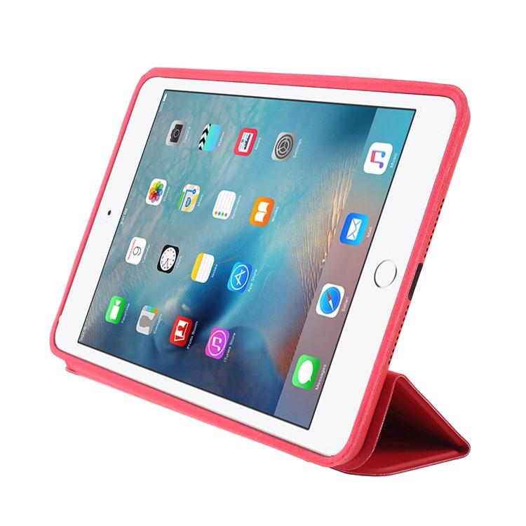 Caixa de Tablet de Couro Inteligente de Três Dobras Para Ipad Mini (2019) 7,9 Polegadas - Vermelho-3