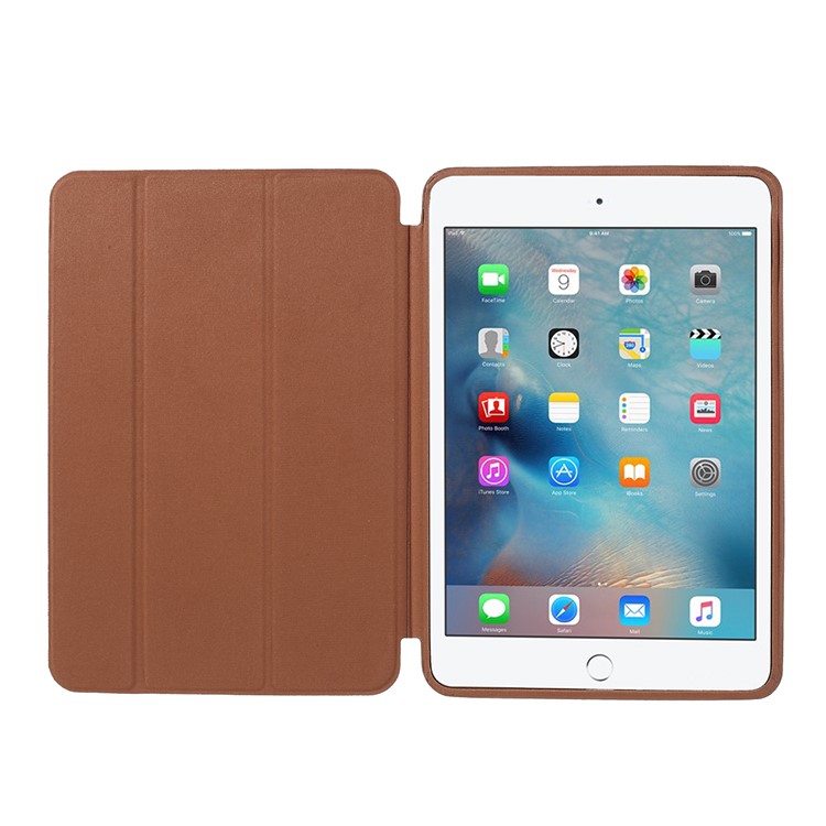 Estuche de Tableta de Cuero Inteligente Trifoliente Para Ipad Mini (2019) 7.9 Pulgadas - Café