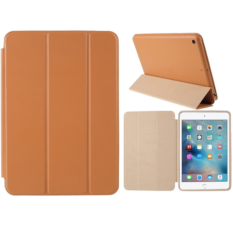 Tri-fold Stand Smart Leather Tablet Case for iPad mini (2019) 7.9 inch - Brown-1