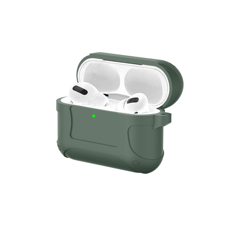 Silicone Líquido O Quinto Caso Armadura Geração Com Fivela Para Airpods Pró - Verde-1
