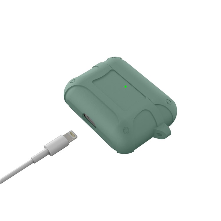 Silicone Líquido O Quinto Caso Armadura Geração Com Fivela Para Airpods Pró - Verde-10