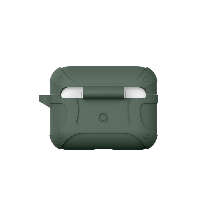 Silicone Líquido O Quinto Caso Armadura Geração Com Fivela Para Airpods Pró - Verde-2