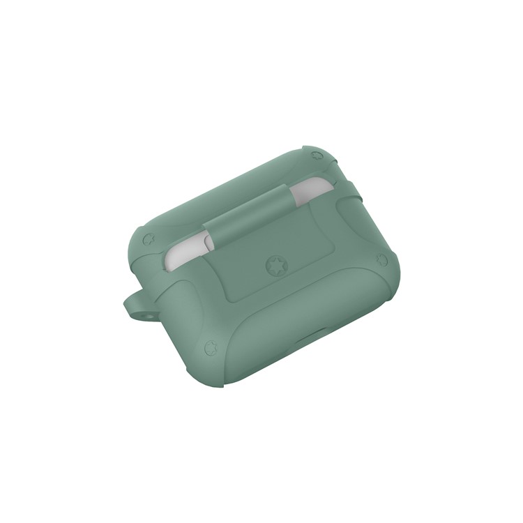 Silicone Líquido O Quinto Caso Armadura Geração Com Fivela Para Airpods Pró - Verde-3