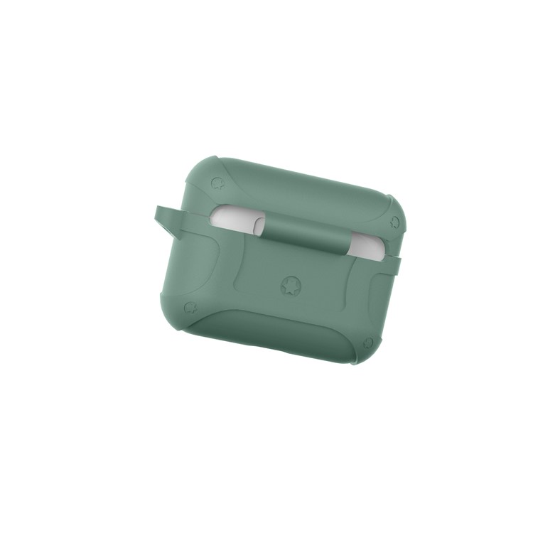 Silicone Líquido O Quinto Caso Armadura Geração Com Fivela Para Airpods Pró - Verde-5