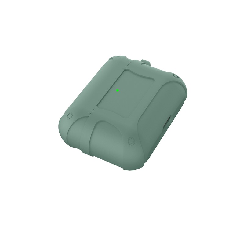 Silicone Líquido O Quinto Caso Armadura Geração Com Fivela Para Airpods Pró - Verde-8