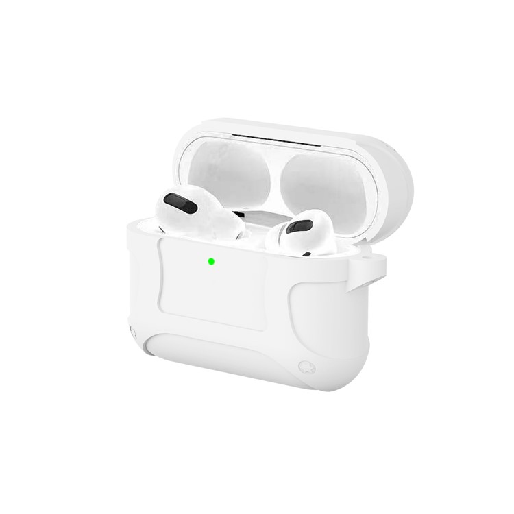 Liquid Silicone The Fifth Generation Armor Case with Buckle for AirPods Pro - White-1