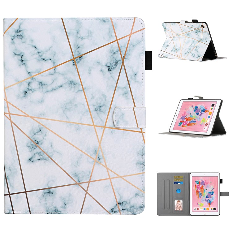 Pattern Printing Leather Card Slots Cover Case for iPad 9.7-inch (2018) - Marbling