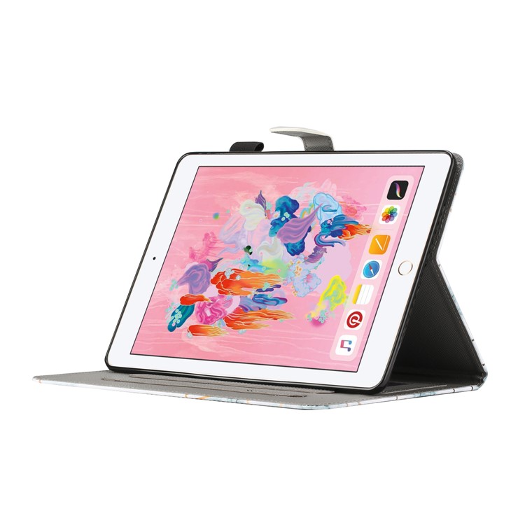 Pattern Printing Leather Card Slots Cover Case for iPad 9.7-inch (2018) - Dragonfly-10
