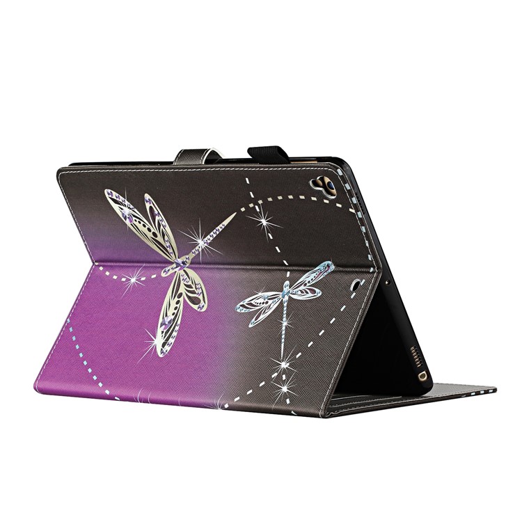 Pattern Printing Leather Card Slots Cover Case for iPad 9.7-inch (2018) - Dragonfly-4