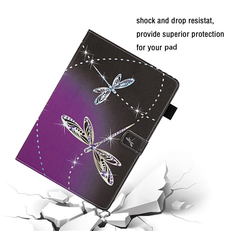 Pattern Printing Leather Card Slots Cover Case for iPad 9.7-inch (2018) - Dragonfly-5