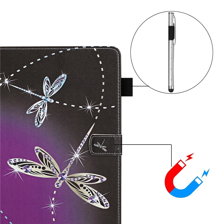 Pattern Printing Leather Card Slots Cover Case for iPad 9.7-inch (2018) - Dragonfly-6