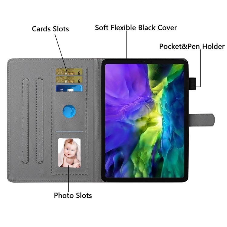 Pattern Printing Leather Card Slots Cover Case for iPad 9.7-inch (2018) - Dragonfly-8