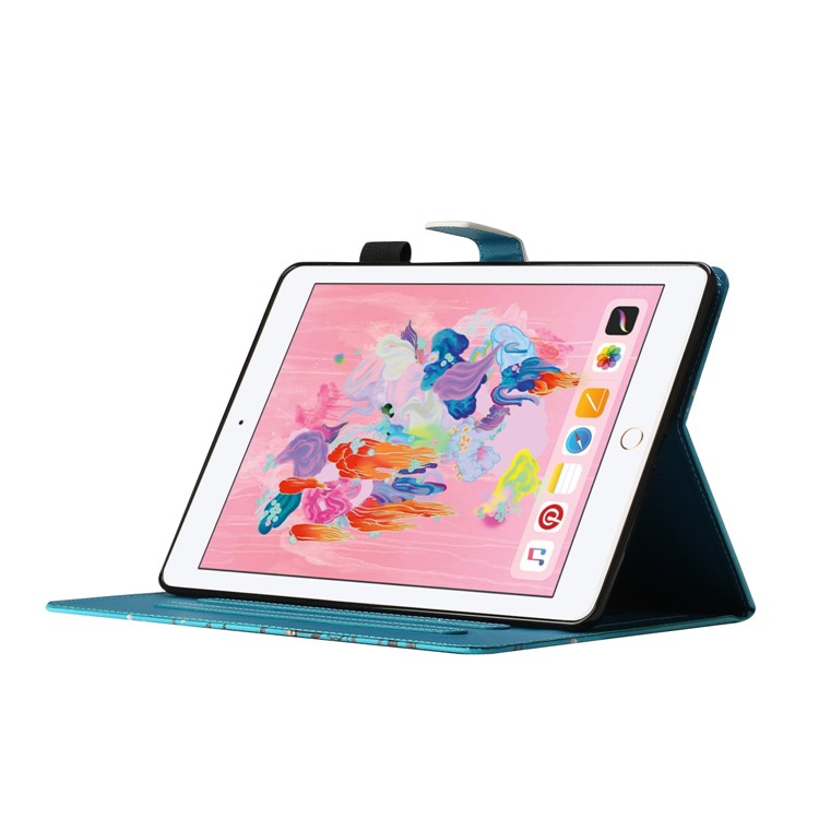 Pattern Printing Leather Card Slots Cover Case for iPad 9.7-inch (2018) - Wolf-10