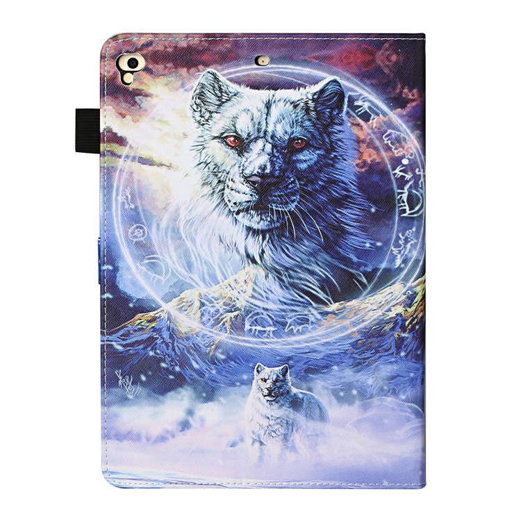 Pattern Printing Leather Card Slots Cover Case for iPad 9.7-inch (2018) - Wolf-3