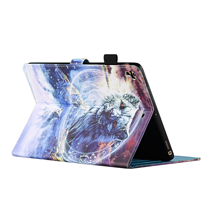 Pattern Printing Leather Card Slots Cover Case for iPad 9.7-inch (2018) - Wolf-4