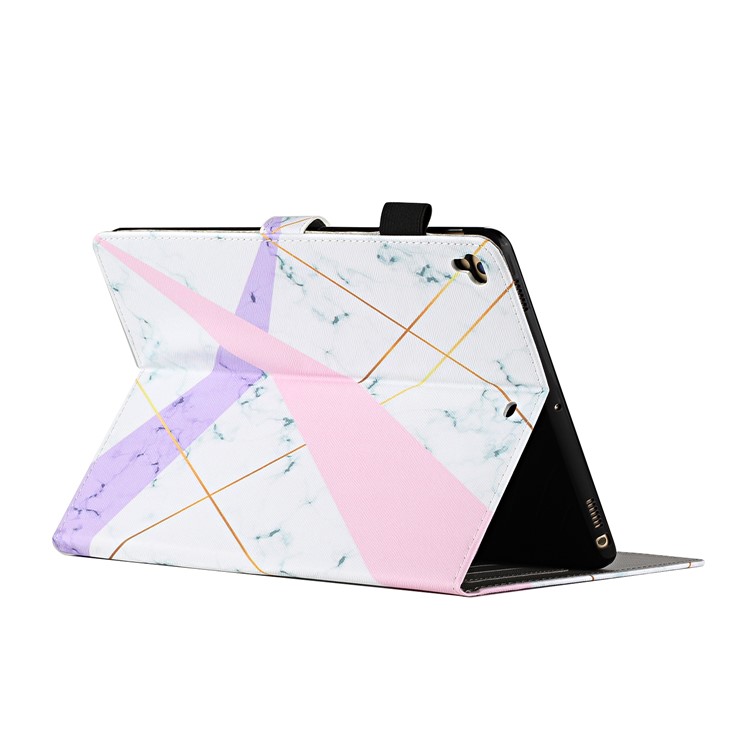 Pattern Printing Leather Card Slots Cover Case for iPad 9.7-inch (2018) - Pink and Purple-4