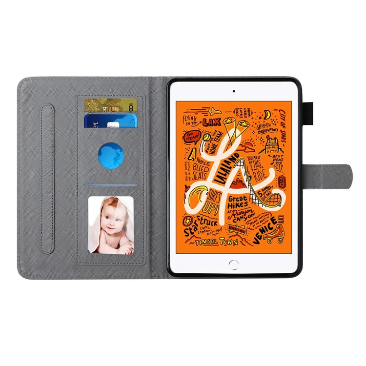 Pattern Printing Leather Card Slots Tablet Cover Case for iPad Mini 1/2/3/4/5 - Cat Face-11