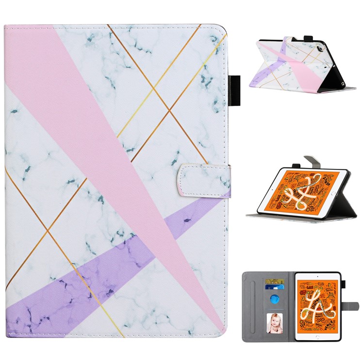 Pattern Printing Leather Card Slots Tablet Cover Case for iPad Mini 1/2/3/4/5 - Pink and Purple-1