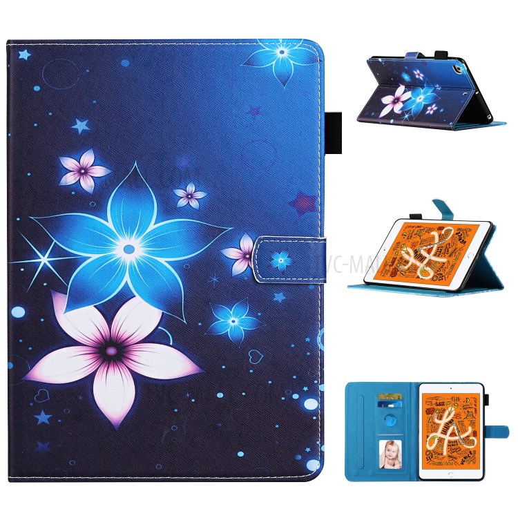 Pattern Printing Leather Card Slots Tablet Cover Case for iPad Mini 1/2/3/4/5 - Flower-1