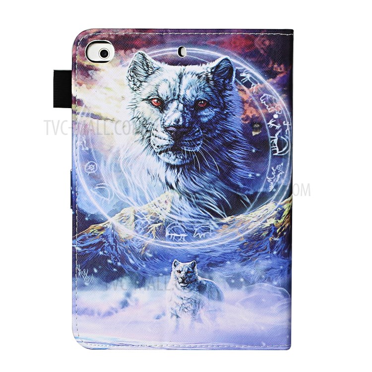 Pattern Printing Leather Card Slots Tablet Cover Case for iPad Mini 1/2/3/4/5 - Wolf-3