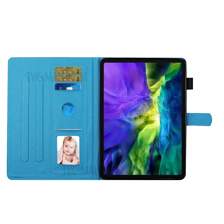 Pattern Printing Cover Leather Stand Card Slots Case for iPad Pro 12.9-inch (2020)/(2018) - Butterfly and Flower-11