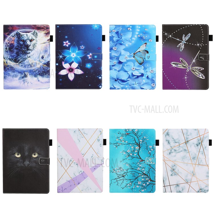 Pattern Printing Cover Leather Stand Card Slots Case for iPad Pro 12.9-inch (2020)/(2018) - Butterfly and Flower-12