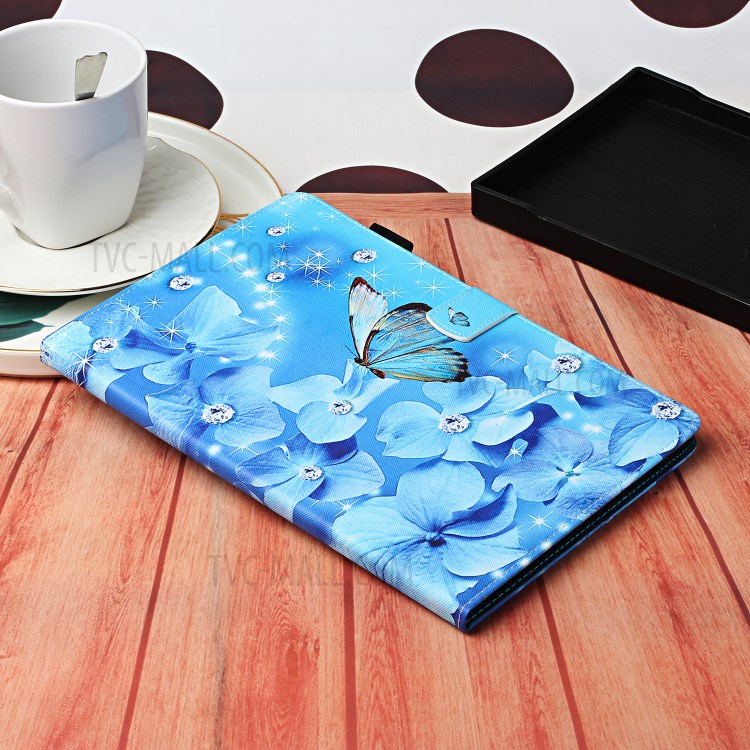 Pattern Printing Cover Leather Stand Card Slots Case for iPad Pro 12.9-inch (2020)/(2018) - Butterfly and Flower-7