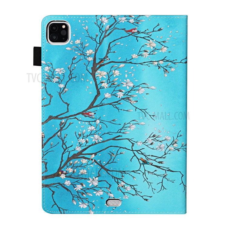 Pattern Printing Cover Leather Stand Card Slots Case for iPad Pro 12.9-inch (2020)/(2018) - Flower Tree-3