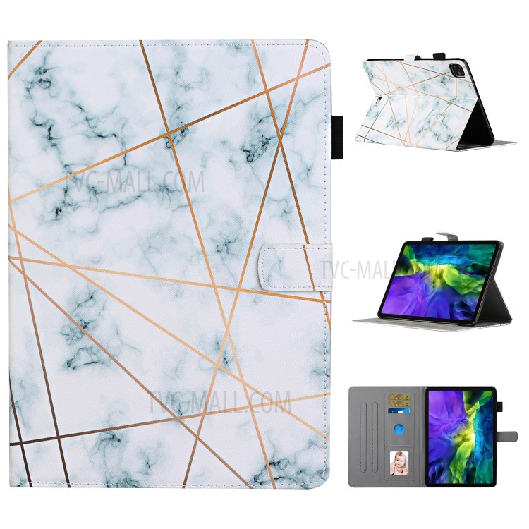 Pattern Printing Cover Leather Stand Card Slots Case for iPad Pro 12.9-inch (2020)/(2018) - Marbling-1